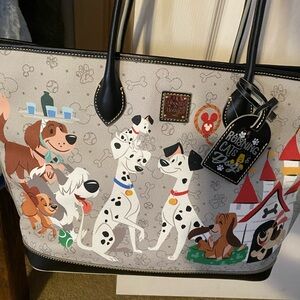 Dooney & Bourke Brown & White Spotted Dog Carrier